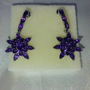 Amethyst dangling earrings in sterling silver